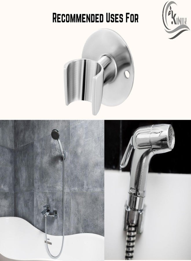 Kinik Multi Purpose Round Fix Wall Mounted Brass Hook | Chrome Plated Holder for Faucet, Health Faucet & Hand Shower - Image 3
